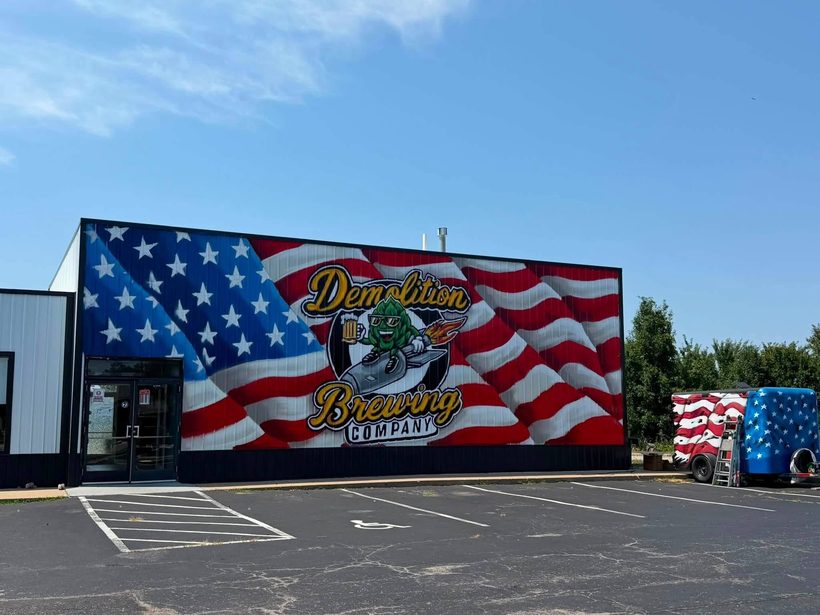 The flag mural on Main Street, Laurie &mdash; Demolition Brewing Company, Laurie, Missouri