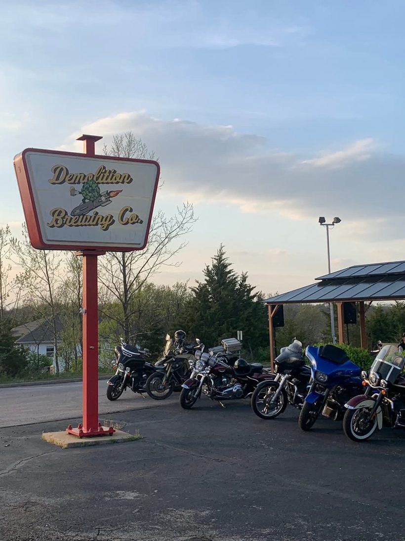 Bike night out front &mdash; Demolition Brewing Company, Laurie, Missouri