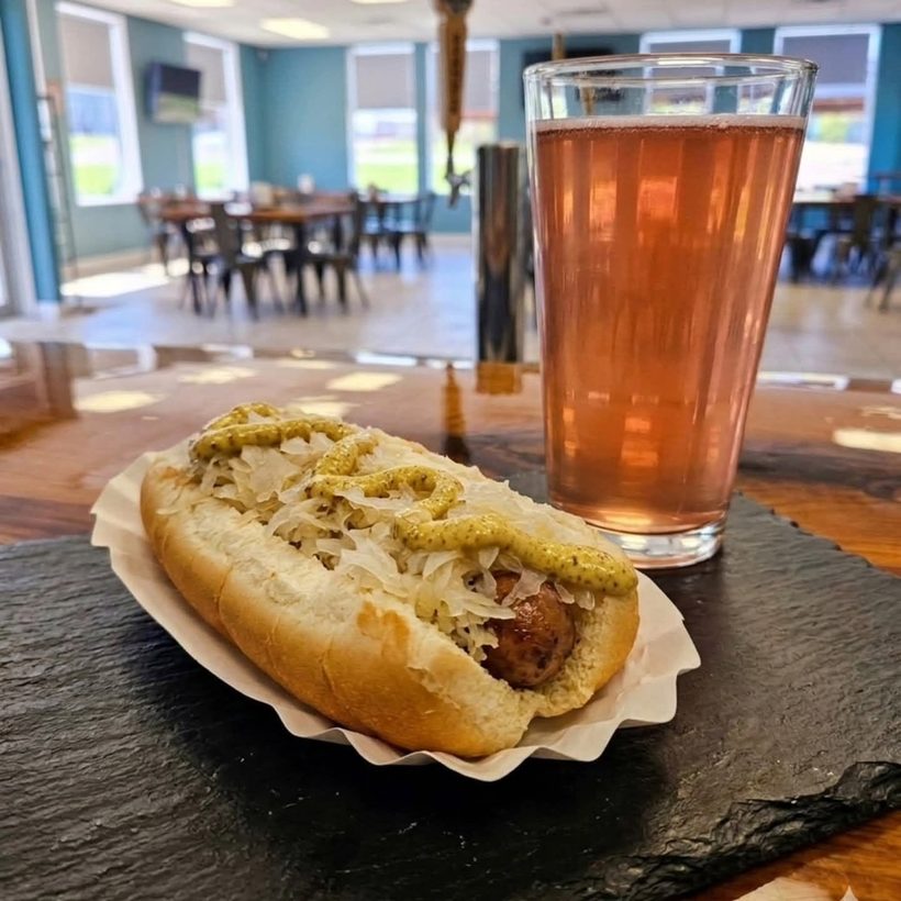 A loaded Demo Dog and a cold one &mdash; Demolition Brewing Company, Laurie, Missouri